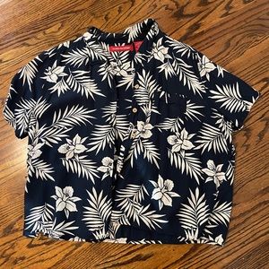 Hawaiian Print Shirt, Blue & White